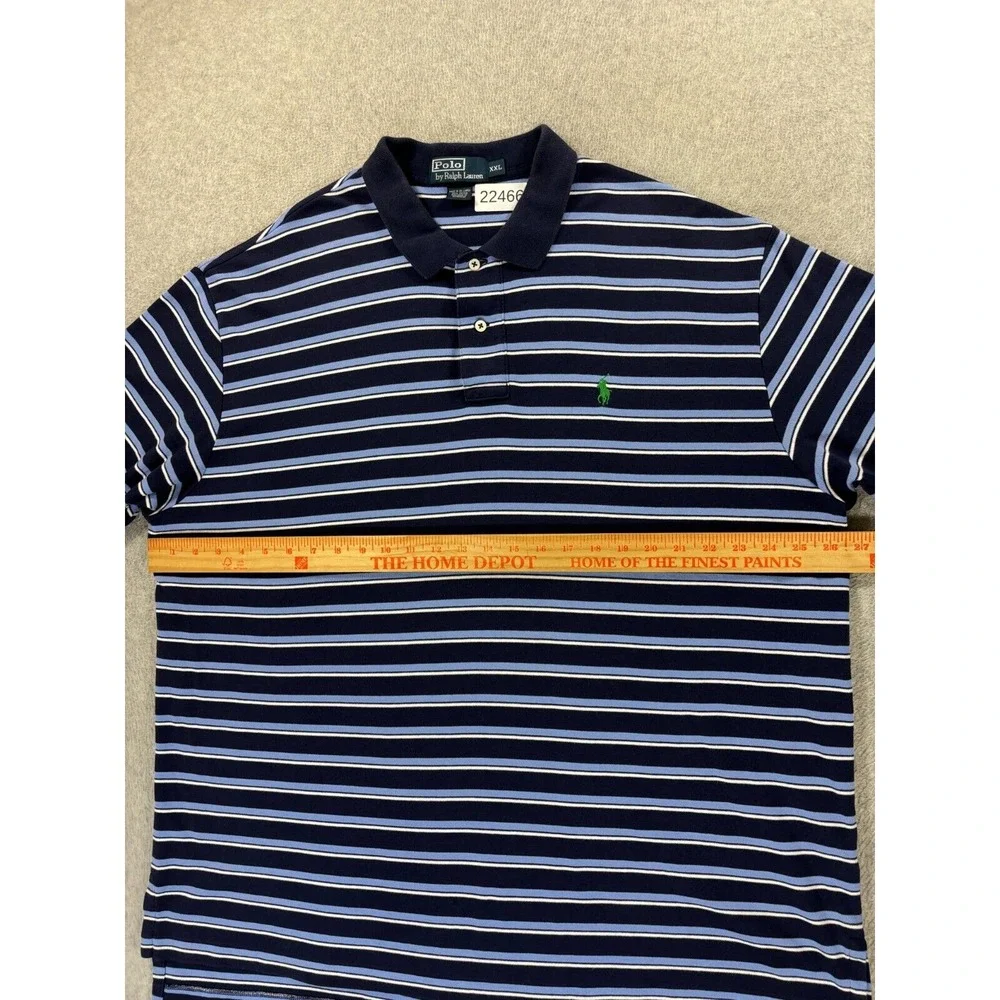 Polo Ralph Lauren 100% Cotton Striped S/S Polo Shirt (Men's 2XL) Blue‎